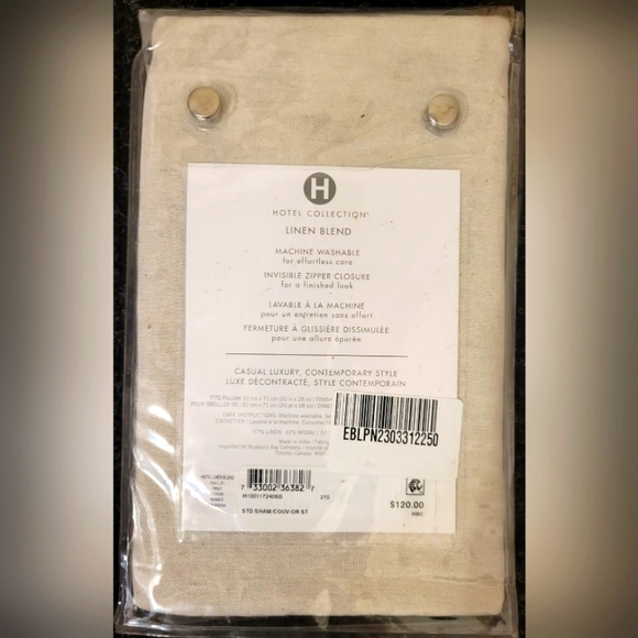 Hotel Collection HBC Linen Blend - Standard Pillow Sham - Beige - Picture 5 of 6